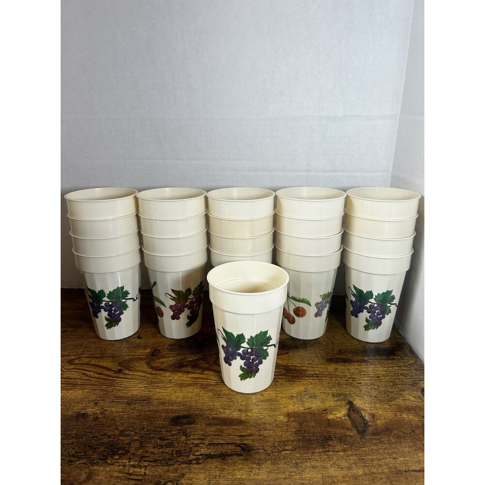 Vintage Packerware Fruit 1/2 Gallon Pitcher & 21 Matching Cups USA Retro Set - Picture 15 of 16